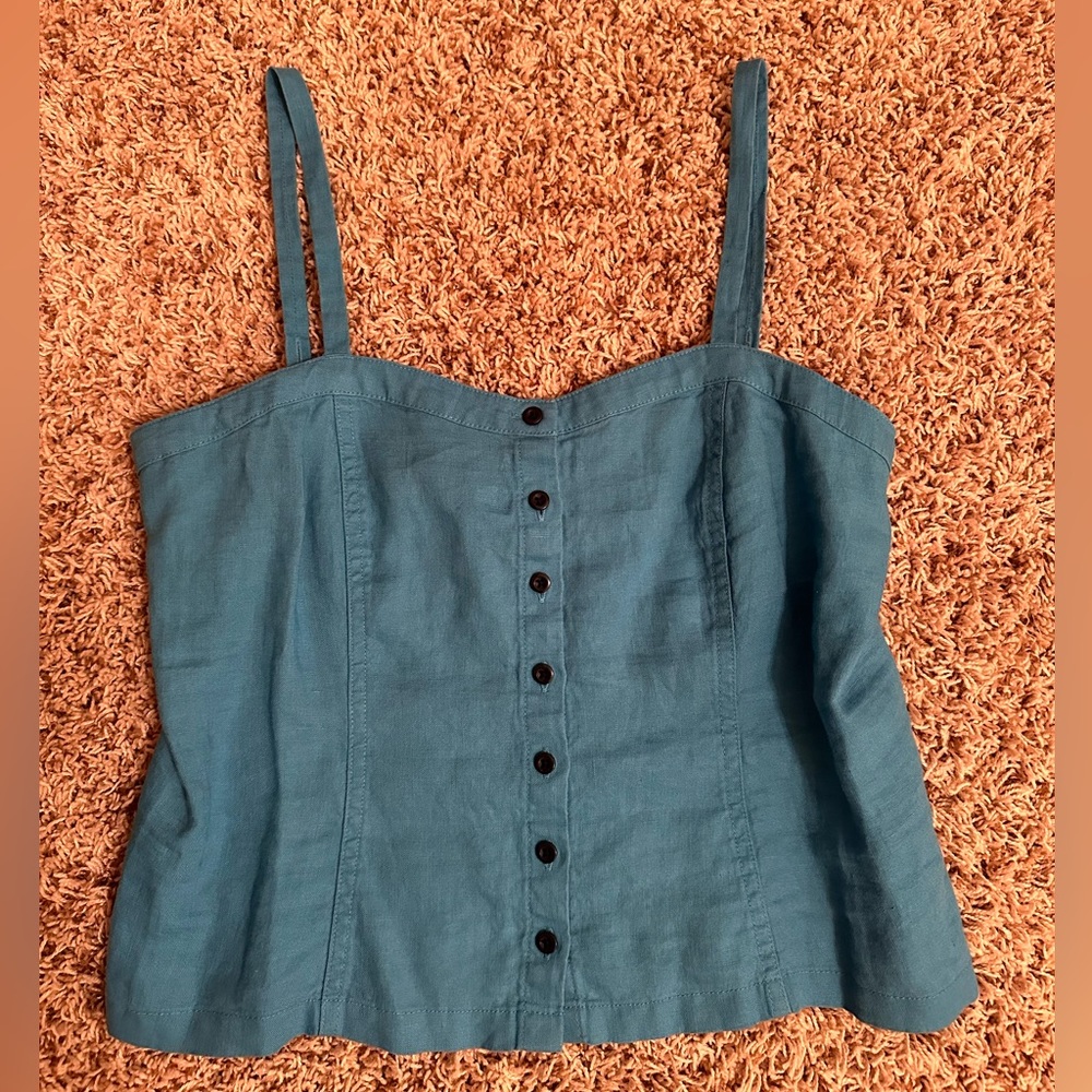 NWOT Everlane blue linen top size 0